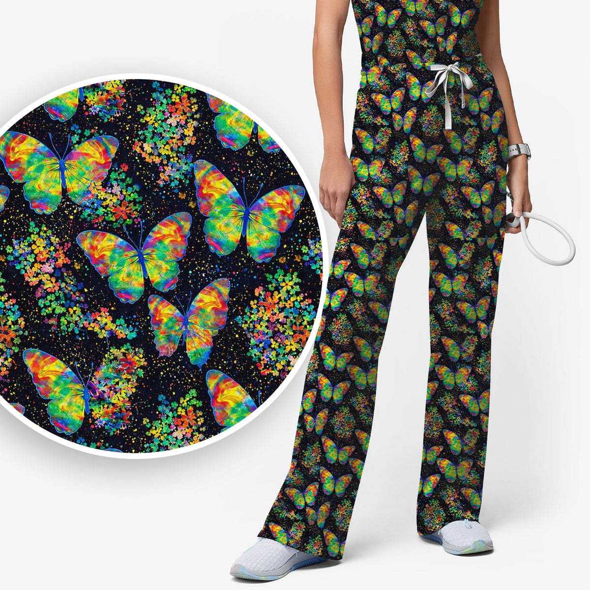 Rainbow Butterfly Galaxy Nurse Scrub Set