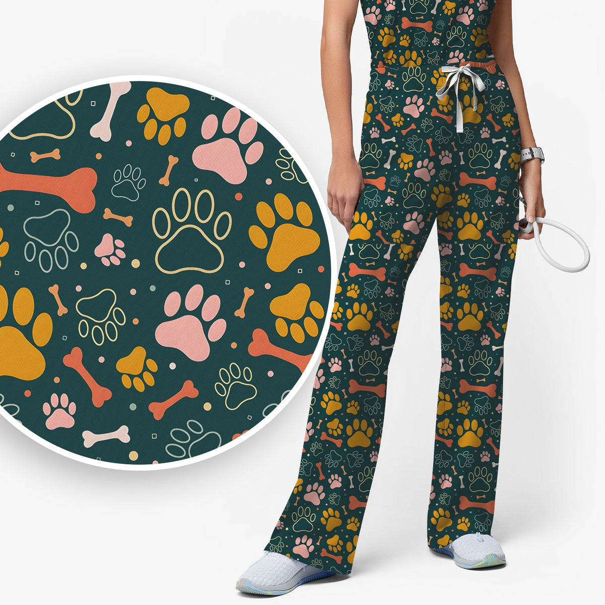 Paw Print Dog Nurse Scrub Set
