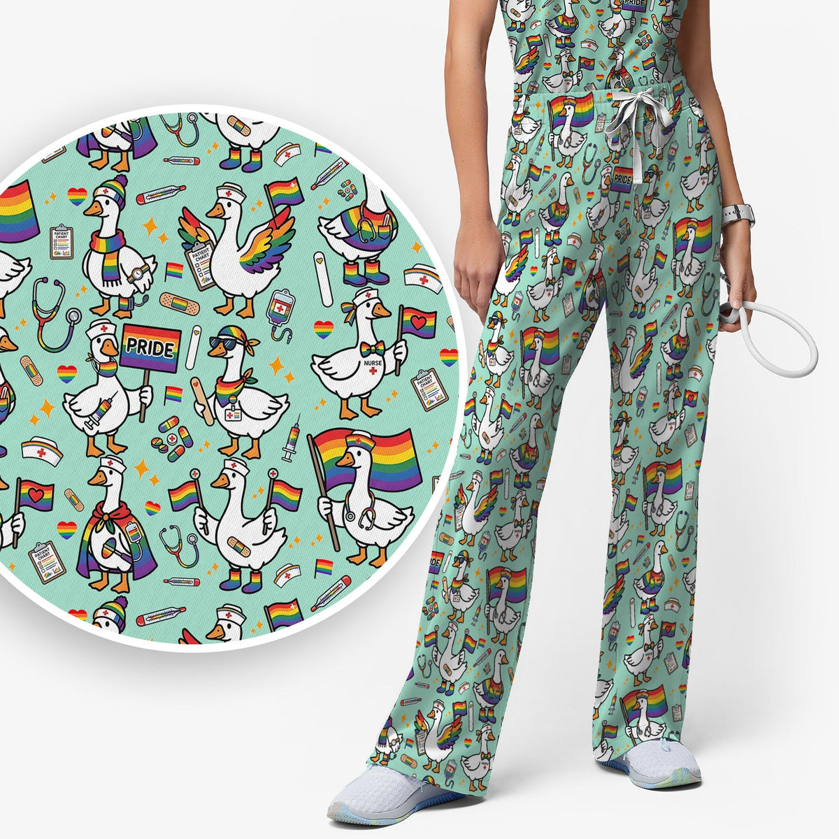 LGBT Pride Nurse Duck Scrub Set