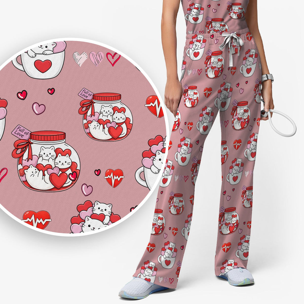 Cat Nurse Scrub Set - Valentines Day Gift
