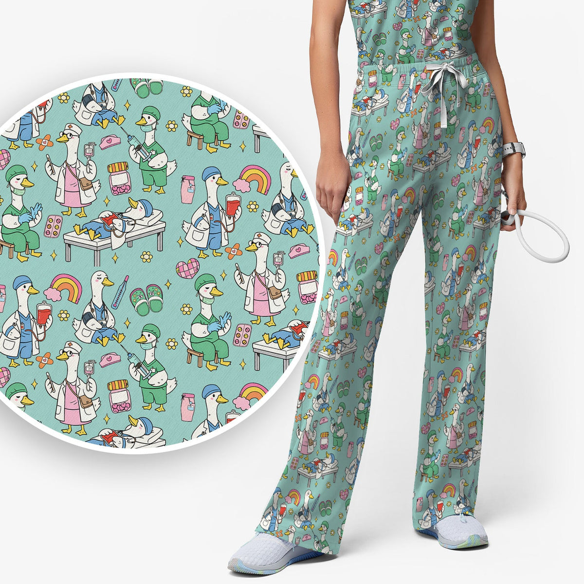 Duck Medical Doodle Nurse Scrub Set