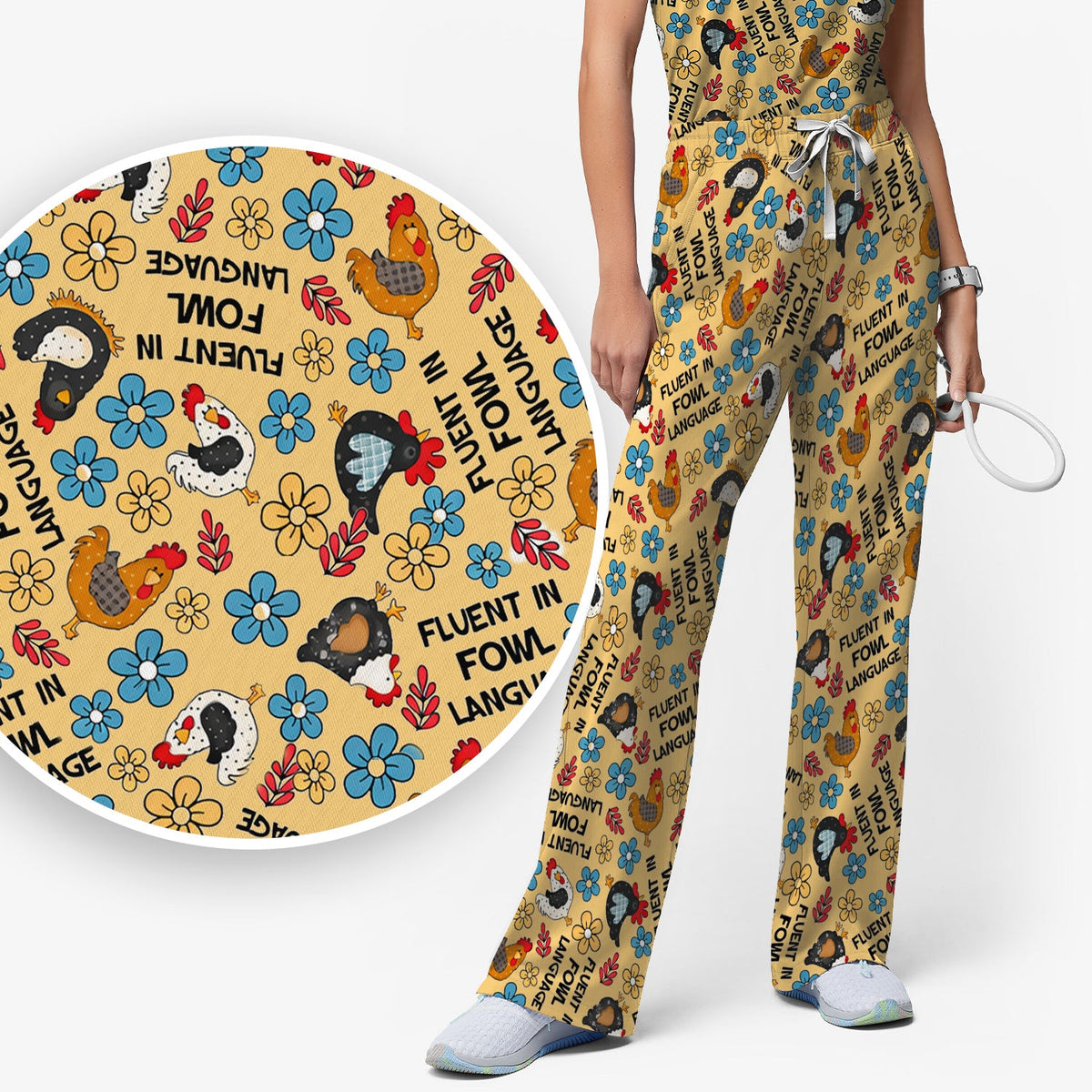 Fluent In Fowl Language Nurse Scrub Set
