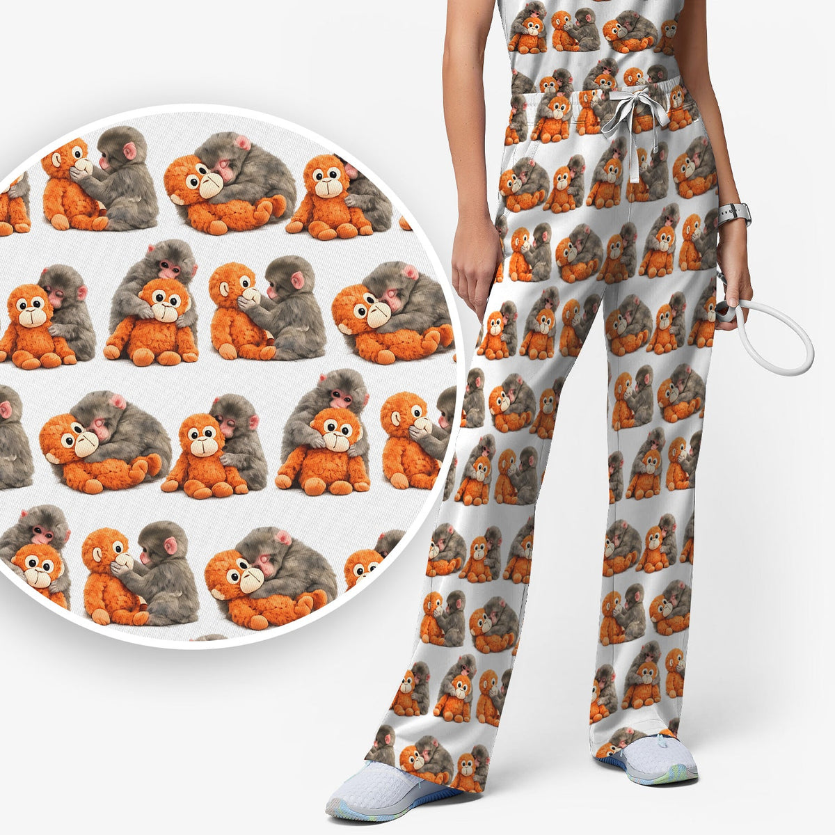 Cute Baby Monkey Plush Toy Nurse Scrub Set