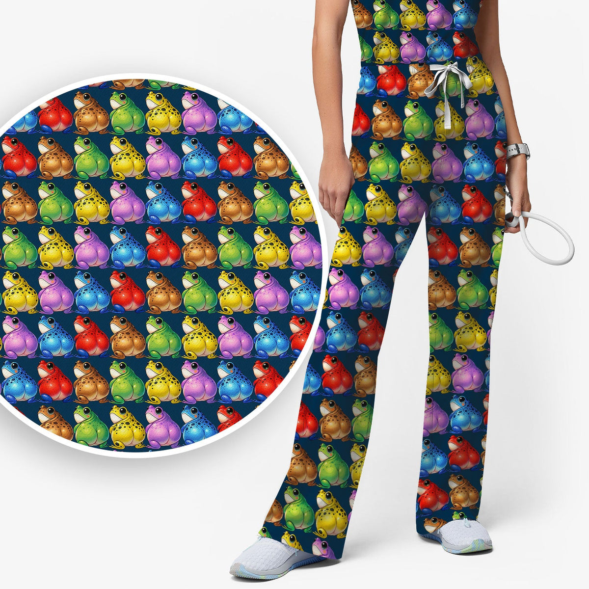 Colorful Frogs Nurse Scrub Set