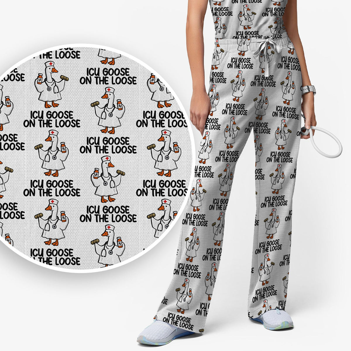 ICU Goose On The Loose Nurse Scrub Set