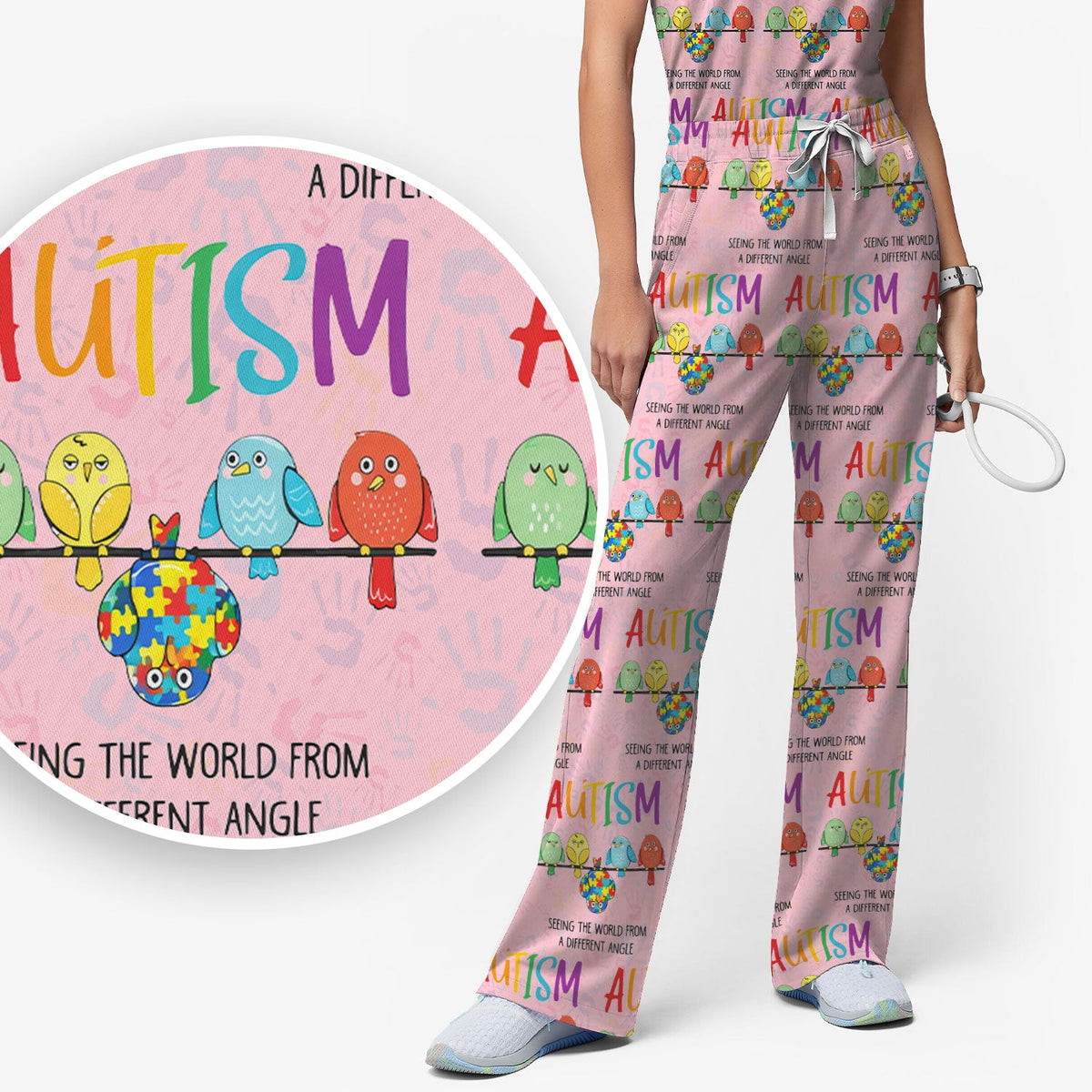 Autism Seeing The World From A Different Angle Nurse Scrub Set