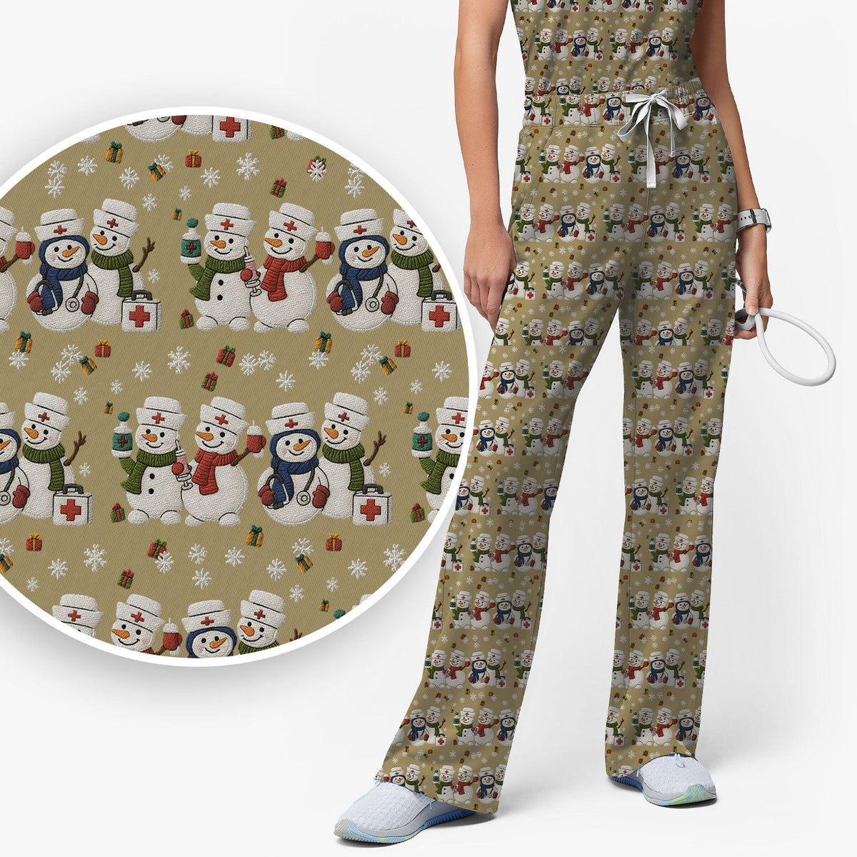 Snowman Nurse Scrub Set - Christmas Gift