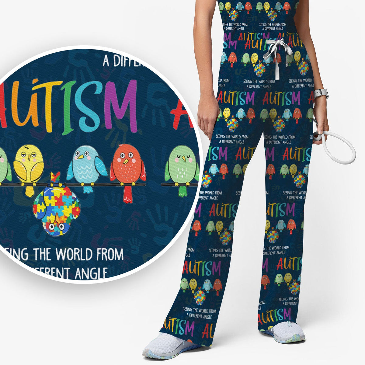 Autism Seeing The World From A Different Angle Nurse Scrub Set