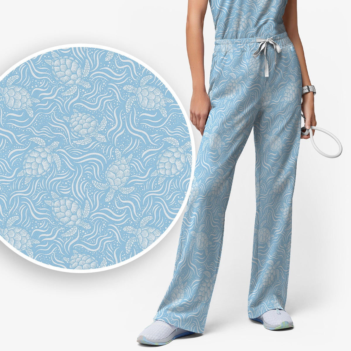 Ocean Sea Turtle Waves Nurse Scrub Set