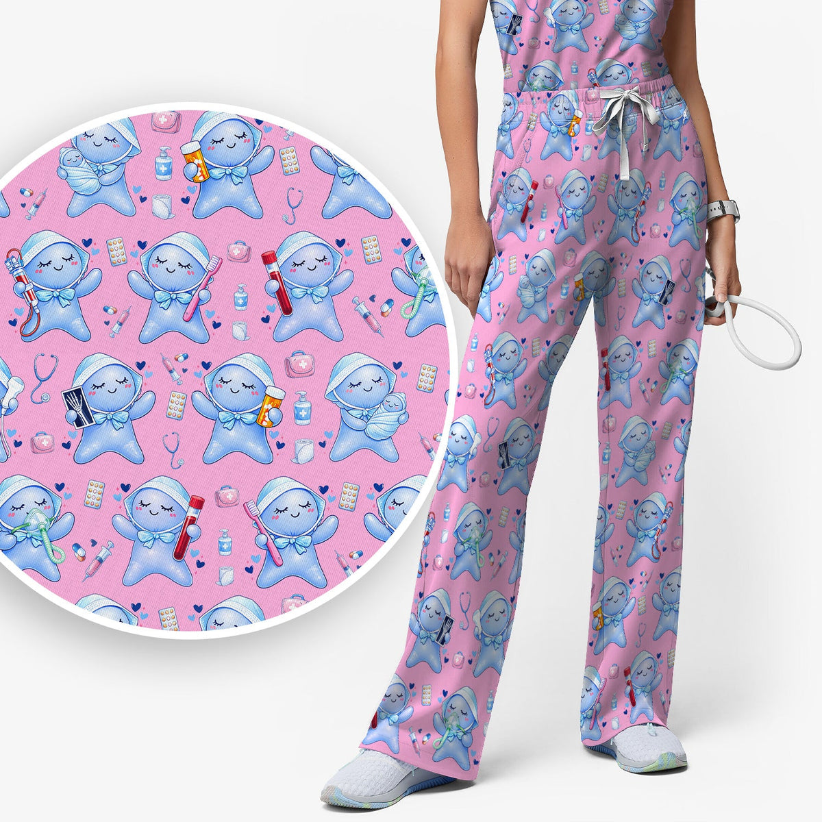 Dental Tooth Character Nurse Scrub Set