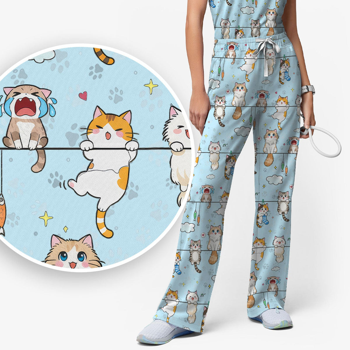 Cats With Cute Expressions Nurse Scrub Set