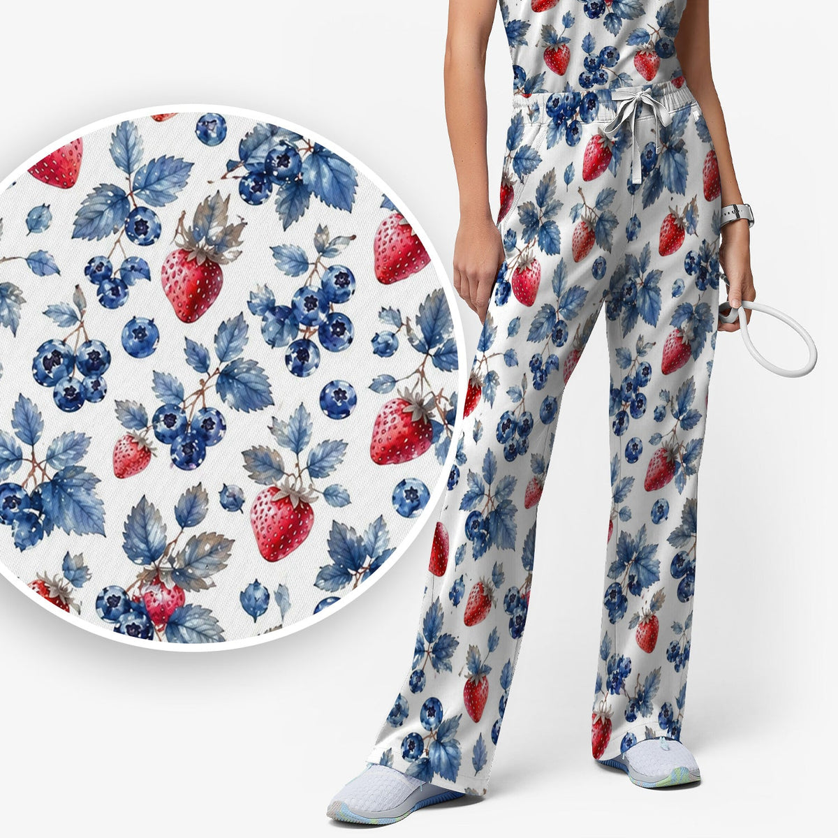 Strawberry & Blueberry Leaf Nurse Scrub Set