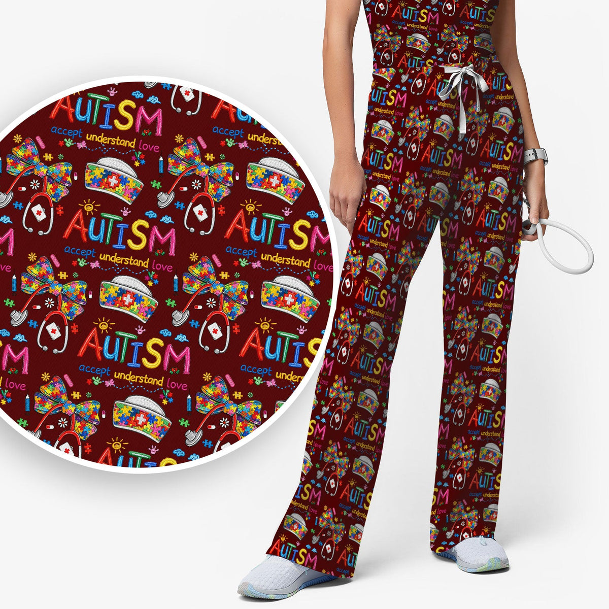 Autism Awareness Accept Understand Love Nurse Scrub Set