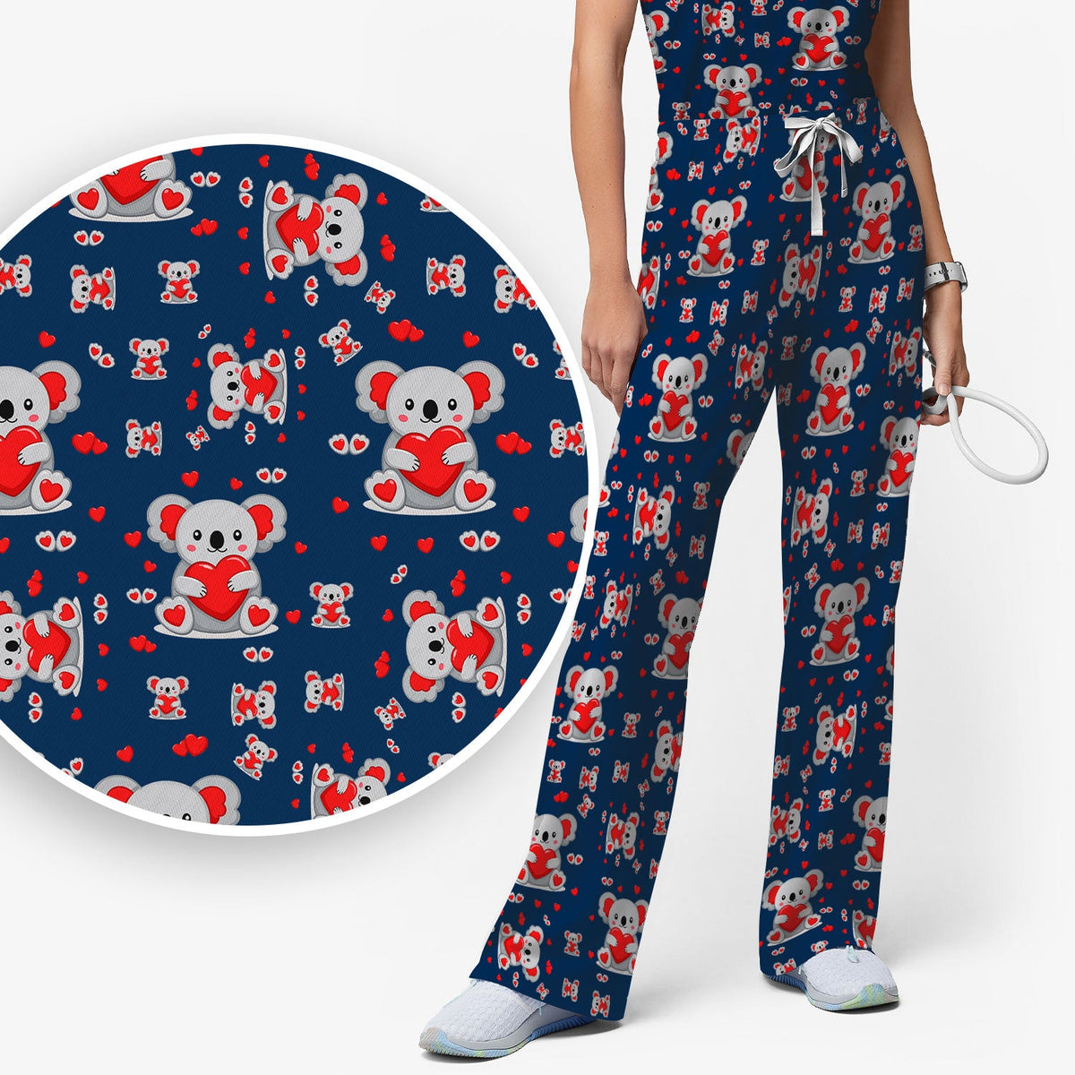 Valentine Koala Heart Nurse Scrub Set