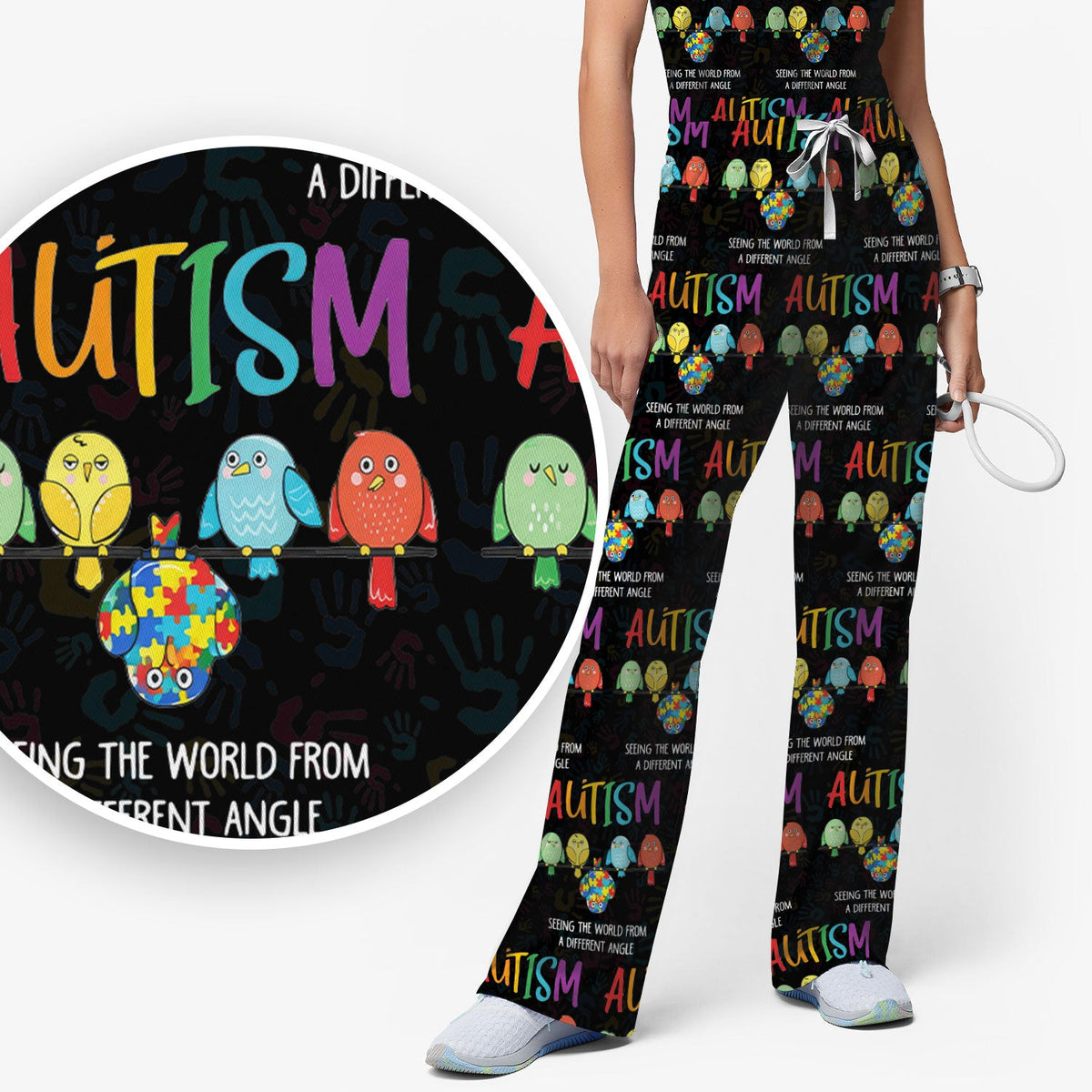 Autism Seeing The World From A Different Angle Nurse Scrub Set
