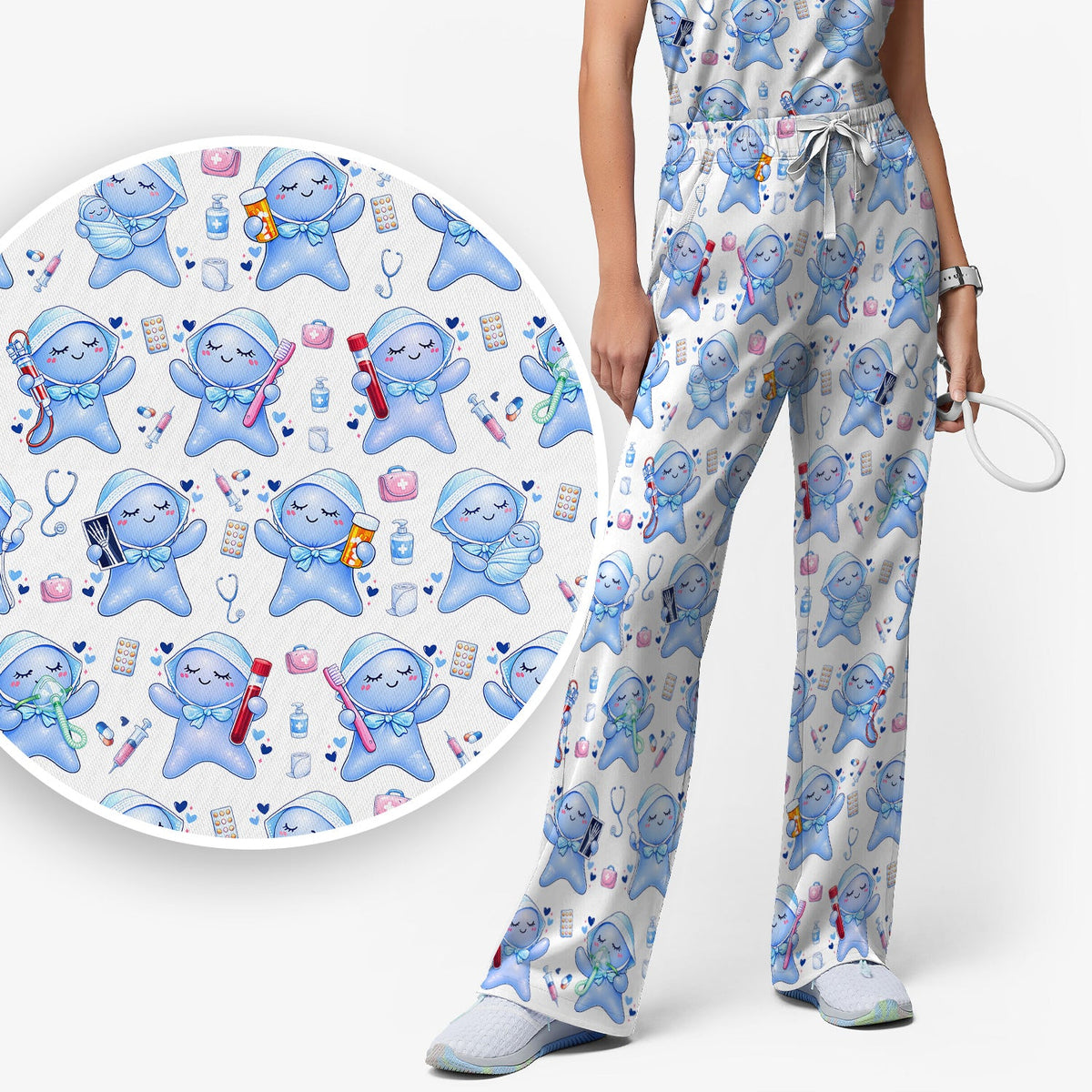Dental Tooth Character Nurse Scrub Set