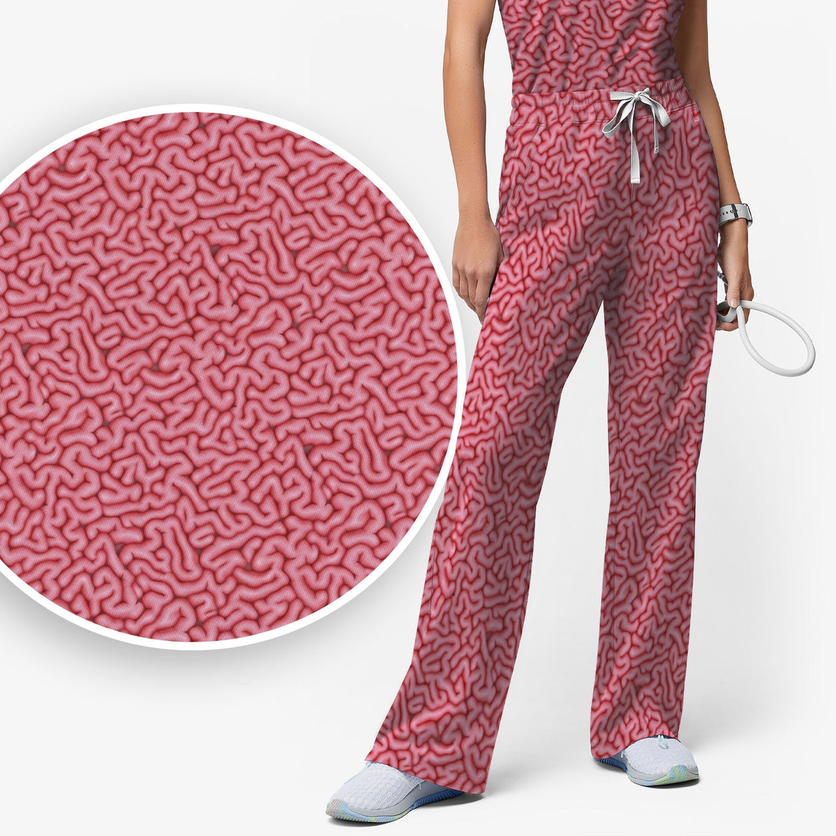 Pink Brain Anatomy Nurse Scrub Set