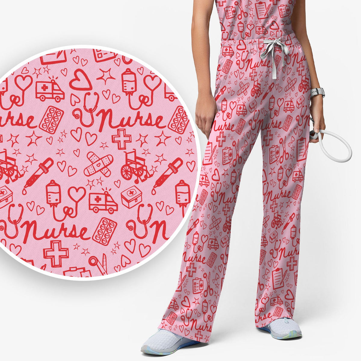 Heart Medical Nurse Scrub Set