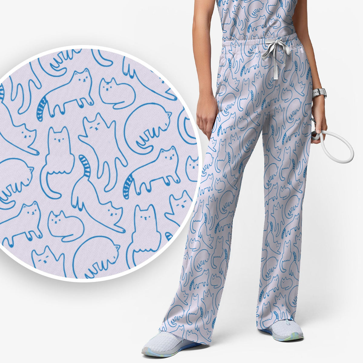 Artistic Cat Nurse Scrub Set