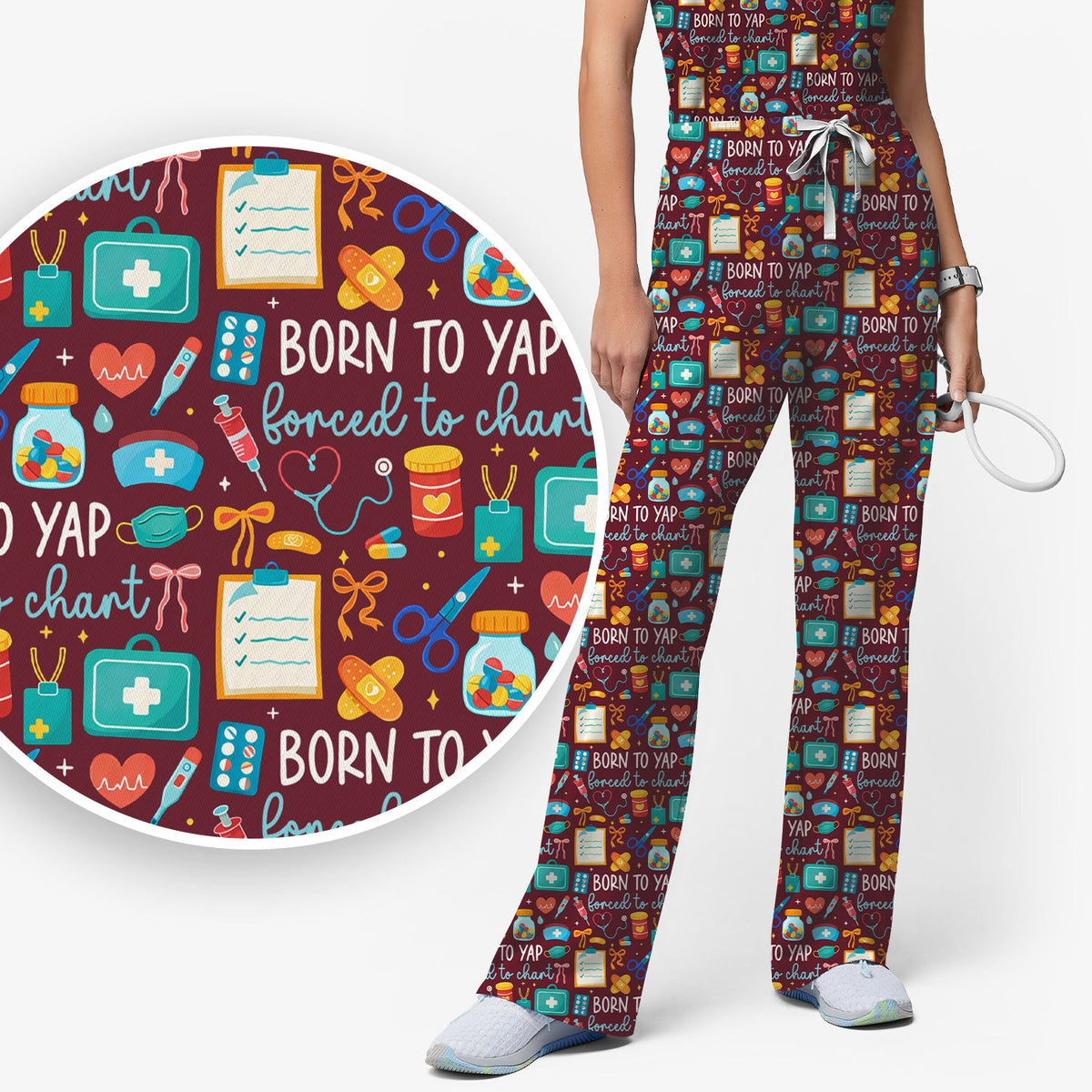 Born To Yap Medical Tools Nurse Scrub Set