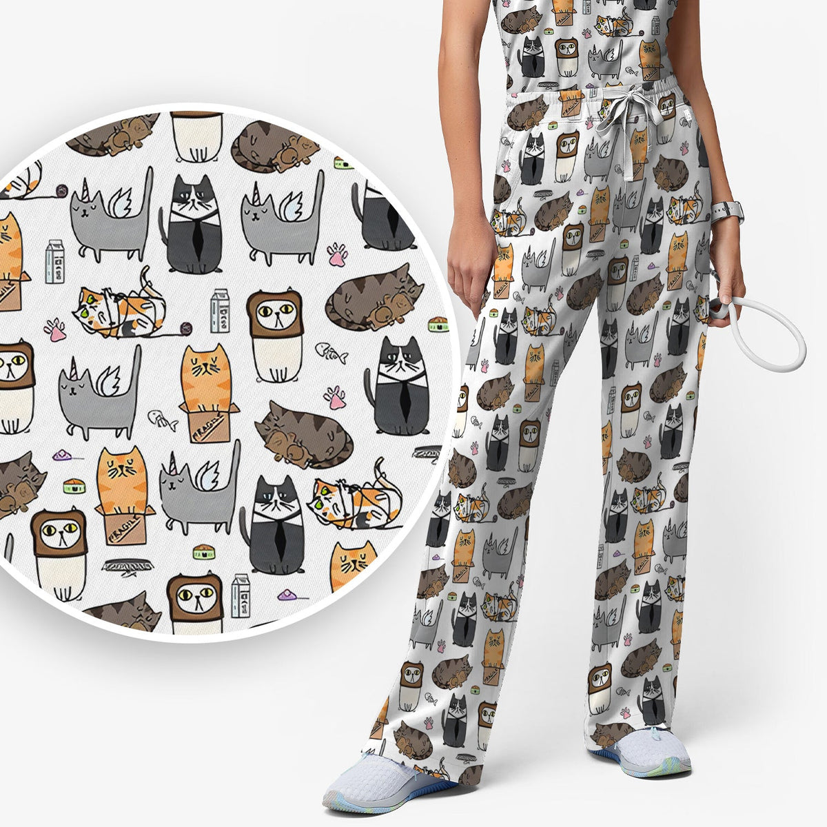 Lazy Cat Doodle Cozy Kitty Nurse Scrub Set