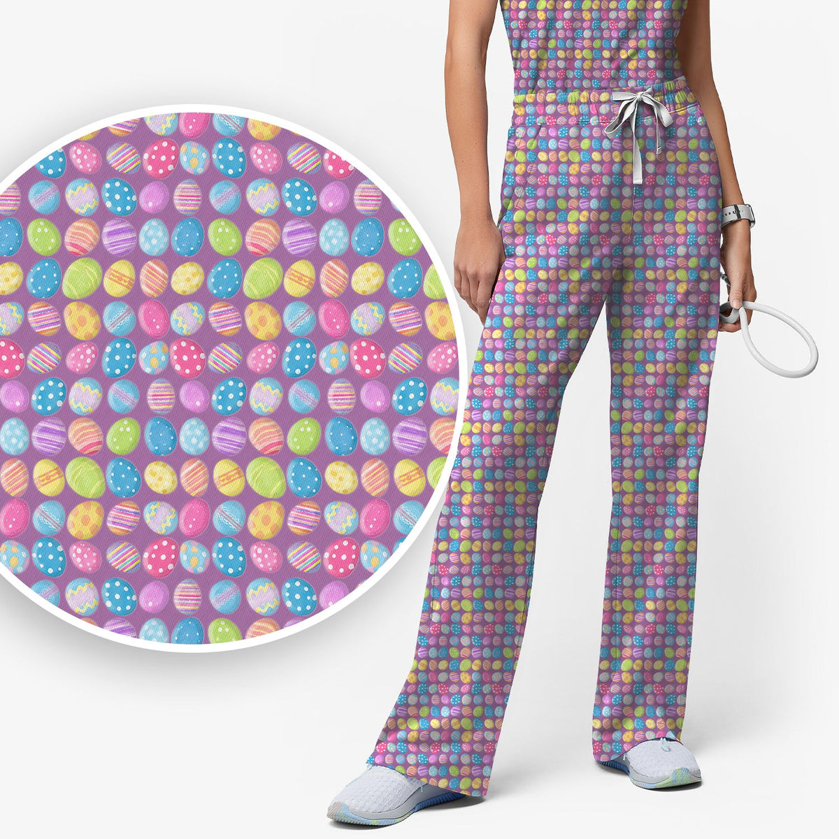 Colorful Easter Eggs Nurse Scrub Set