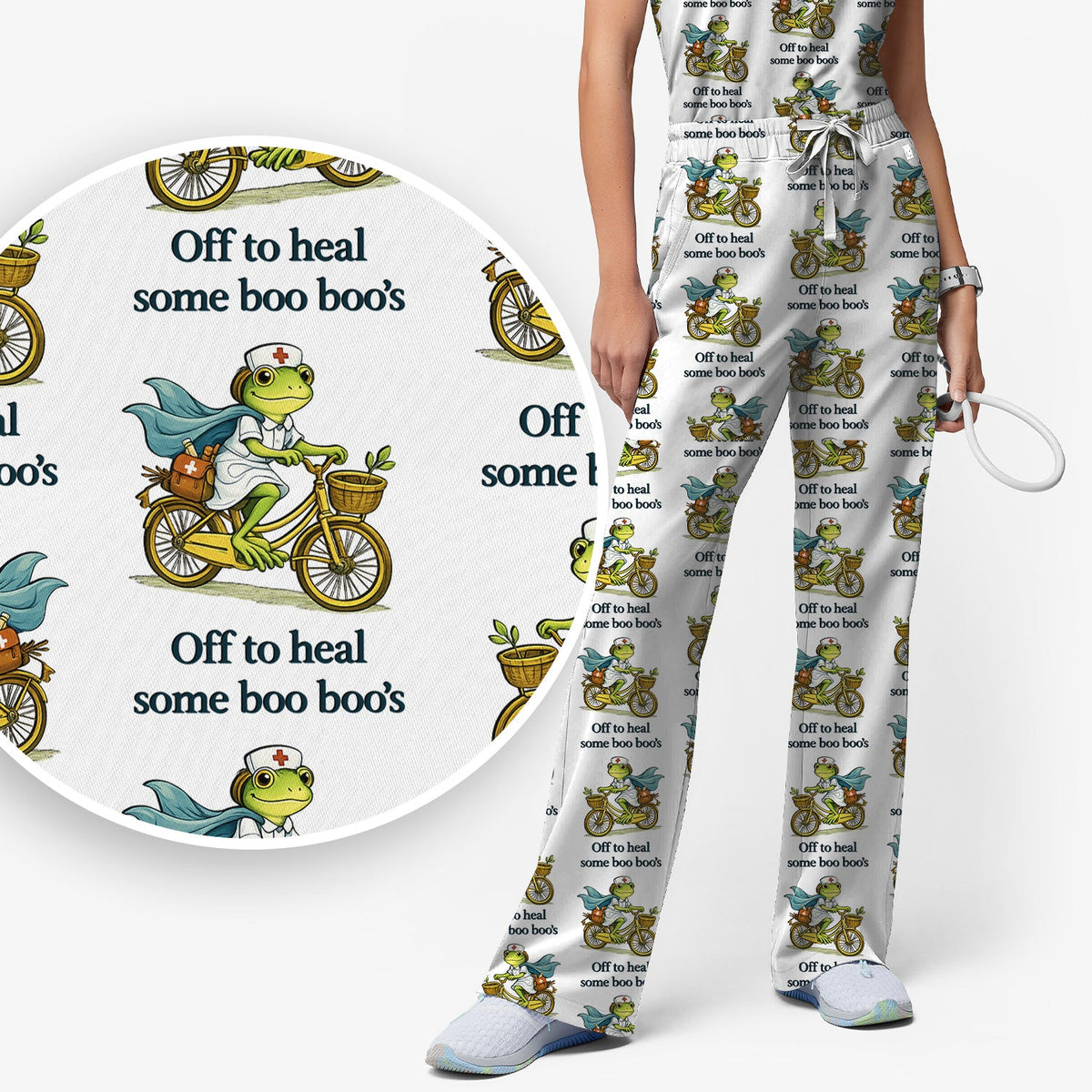 Frog Cycling Nurse Scrub Set