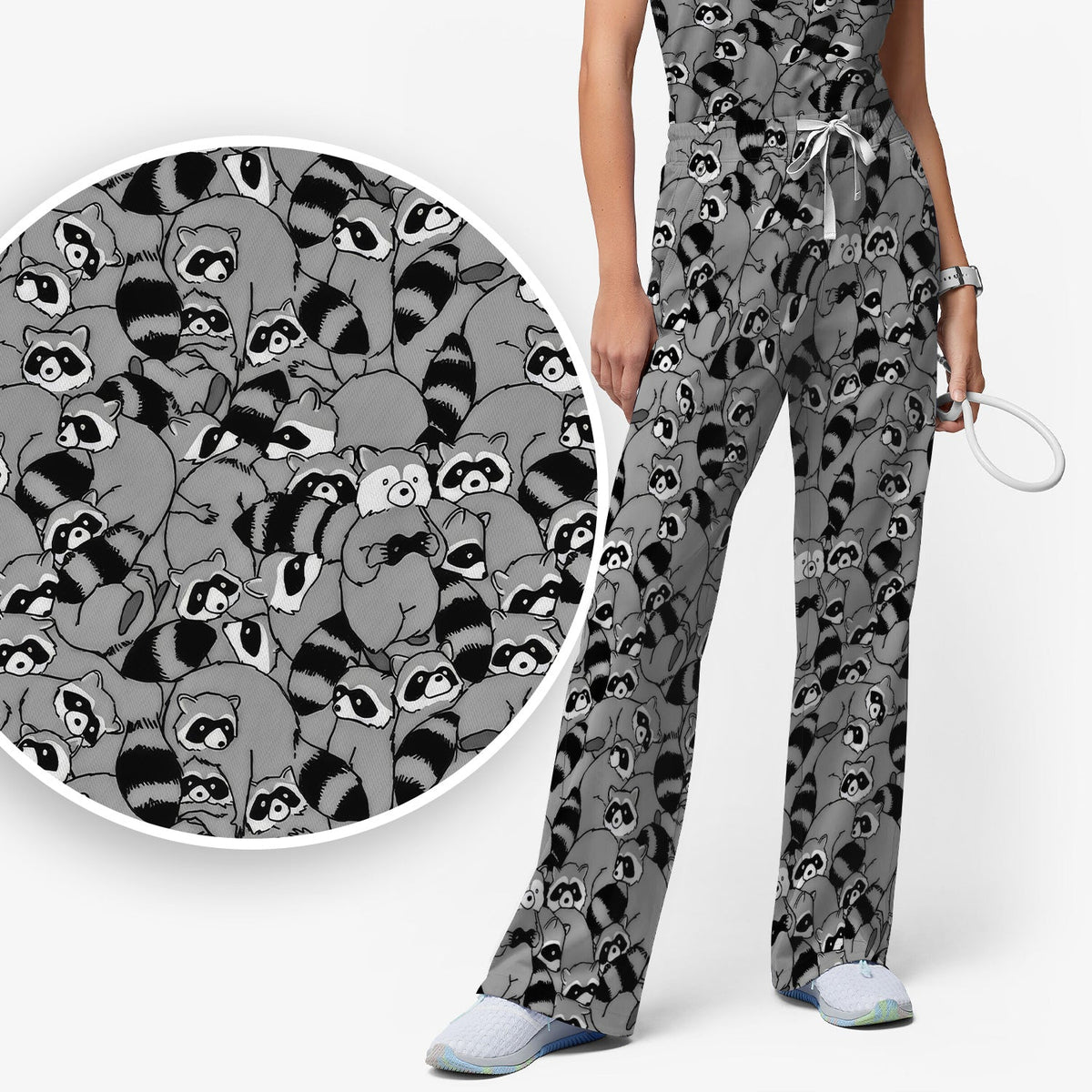 Raccoon Crowd Nurse Scrub Set