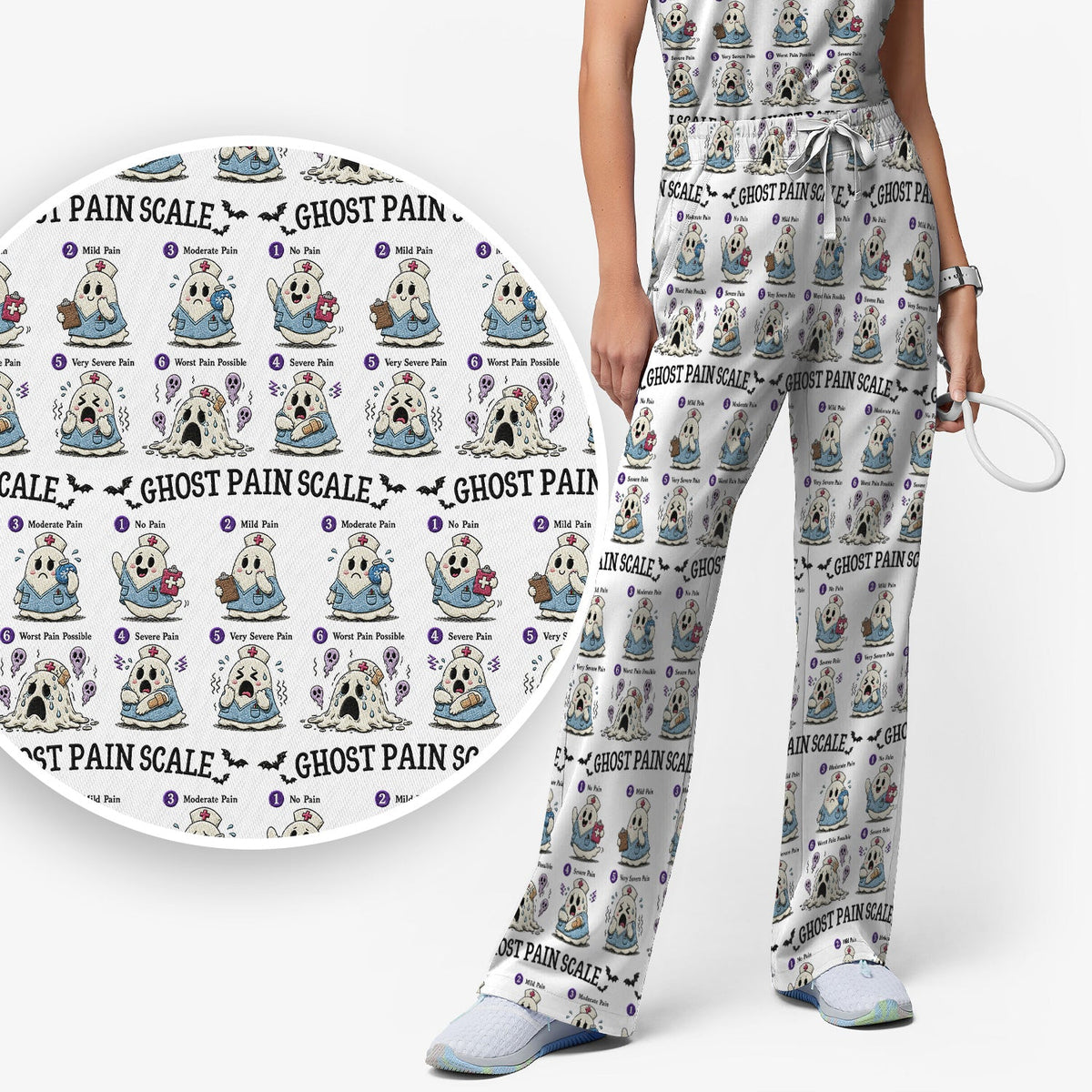 Ghost Pain Scale Nurse Scrub Set