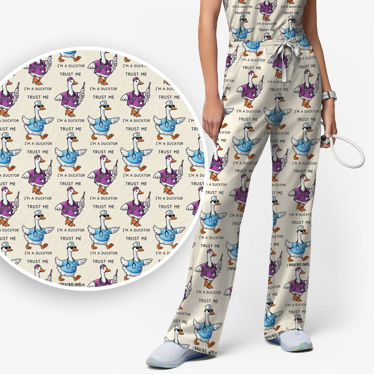 Duck Cartoon Nurse Scrub Set