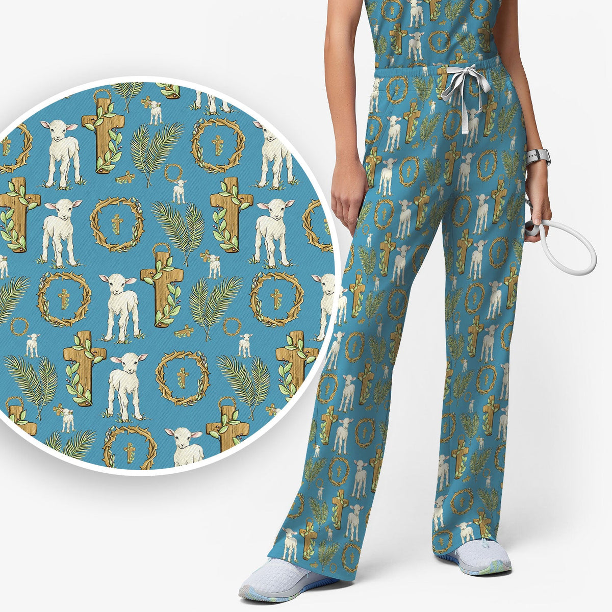 Faith Lamb Cross Nurse Scrub Set
