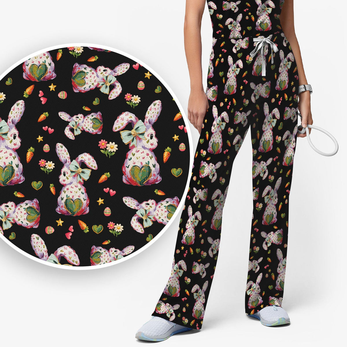 Pastel Bunny Easter Nurse Scrub Set