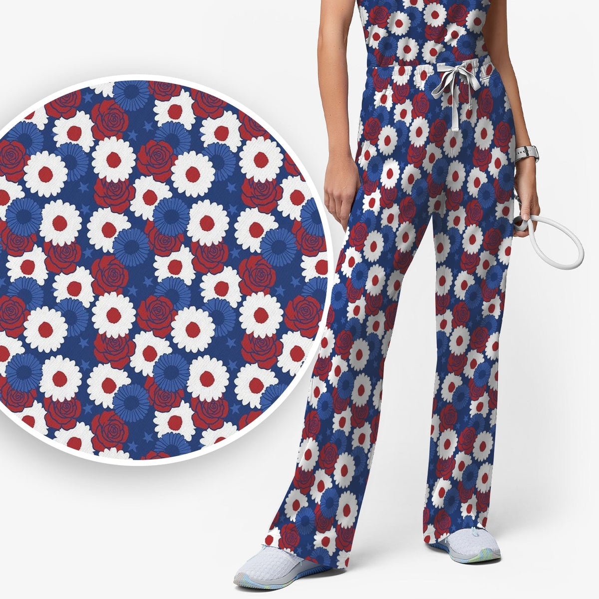 Daisy Rose Floral Nurse Scrub Set