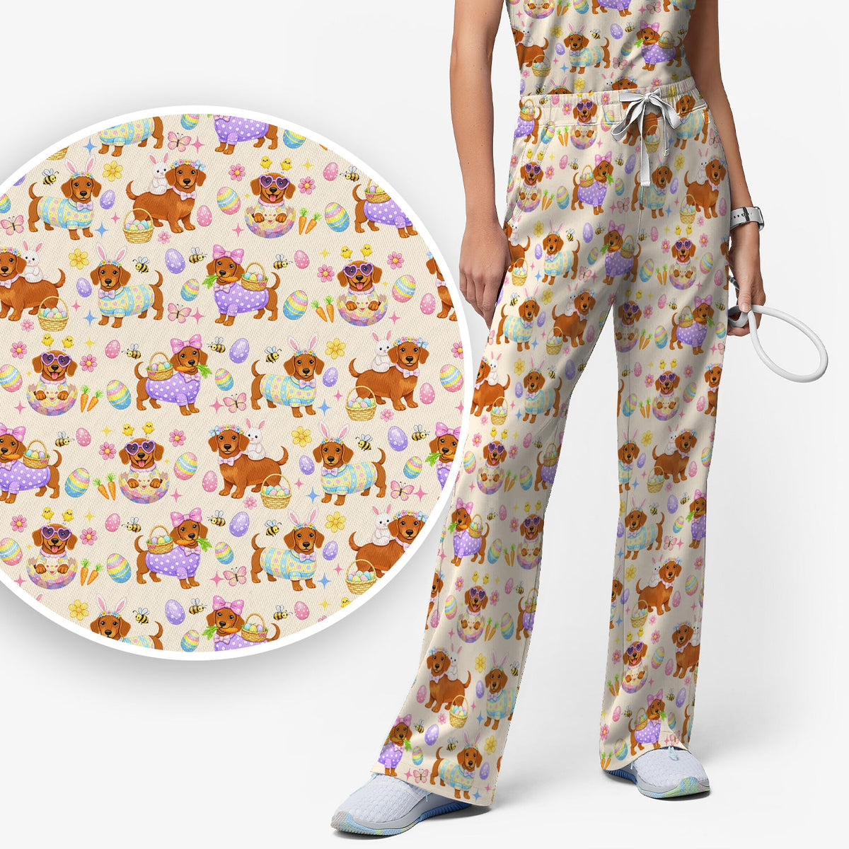Easter Dachshund Nurse Scrub Set
