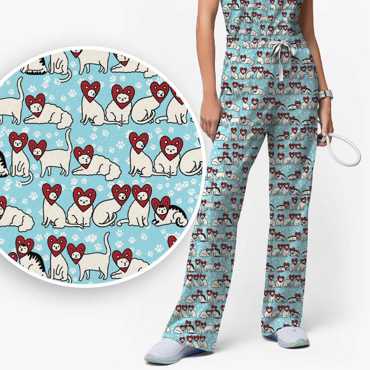 Cat Heart Nurse Scrub Set
