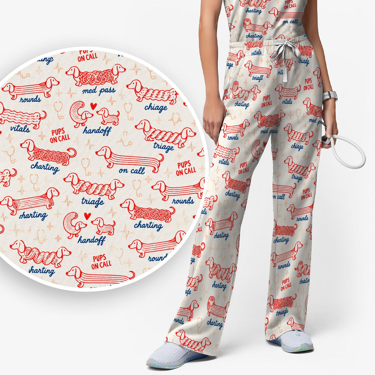 Pups On Call Dachshund Nurse Scrub Set