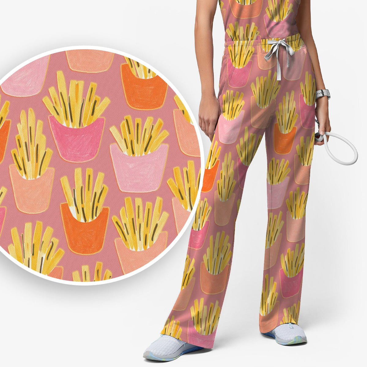 French Fries Nurse Scrub Set