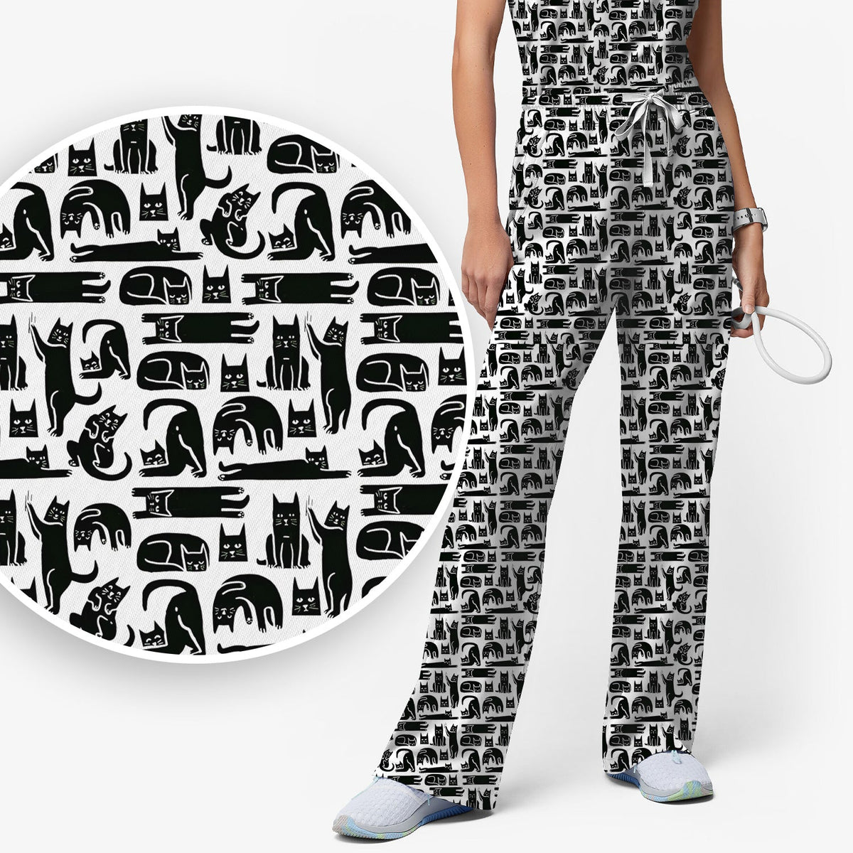 Funny Cat Poses Nurse Scrub Set