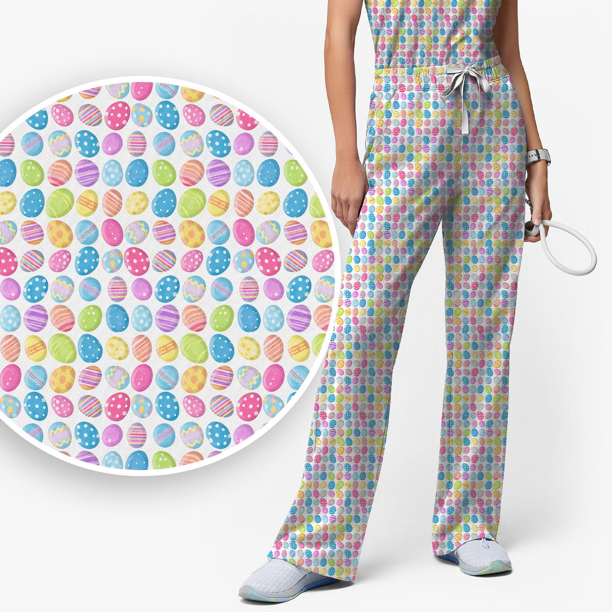 Colorful Easter Eggs Nurse Scrub Set