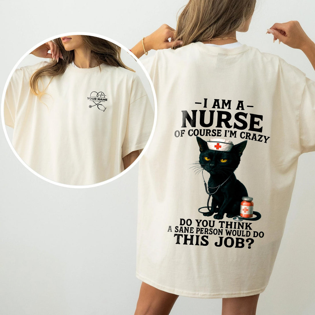 Personalized Crazy Black Cat Nurse Shirt