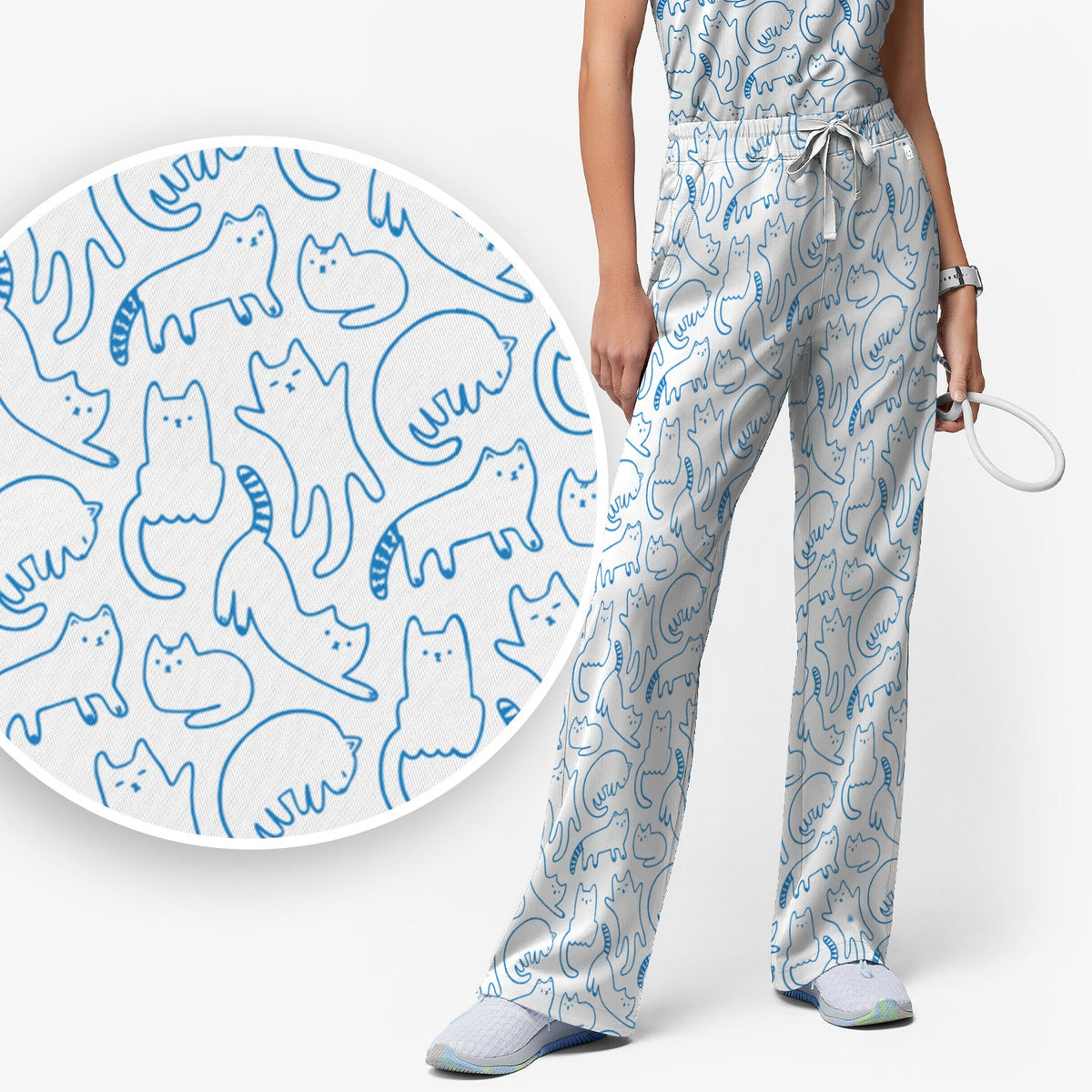 Artistic Cat Nurse Scrub Set