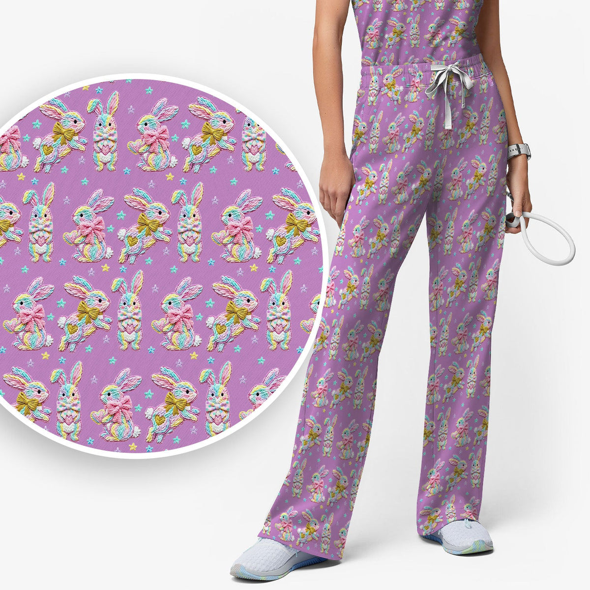 Cartoon Bunny Nurse Scrub Set