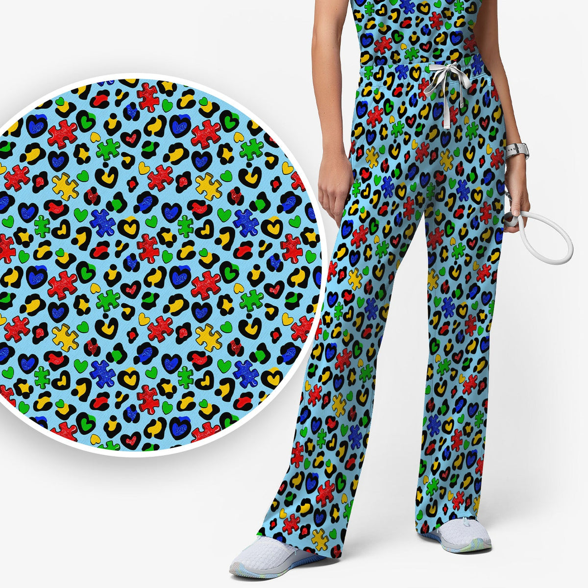 Puzzle Piece Heart Nurse Scrub Set