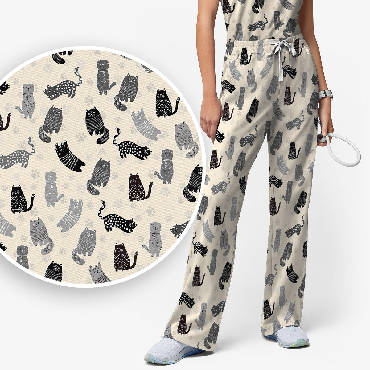 Cat Paw Print Nurse Scrub Set