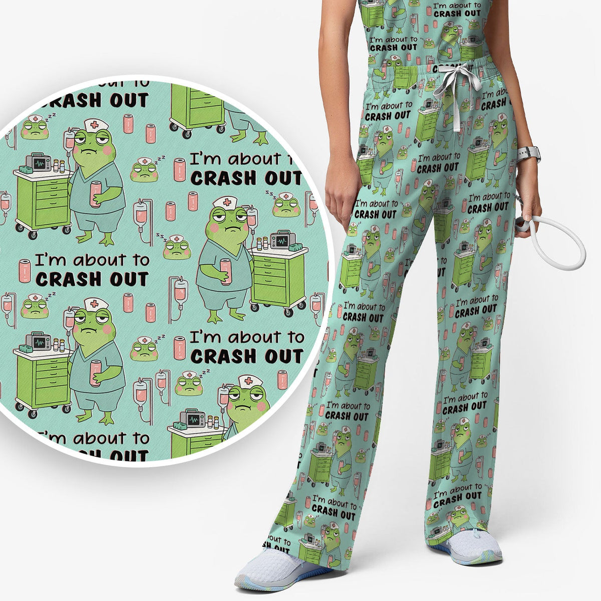 Crash Out Frog Nurse Scrub Set