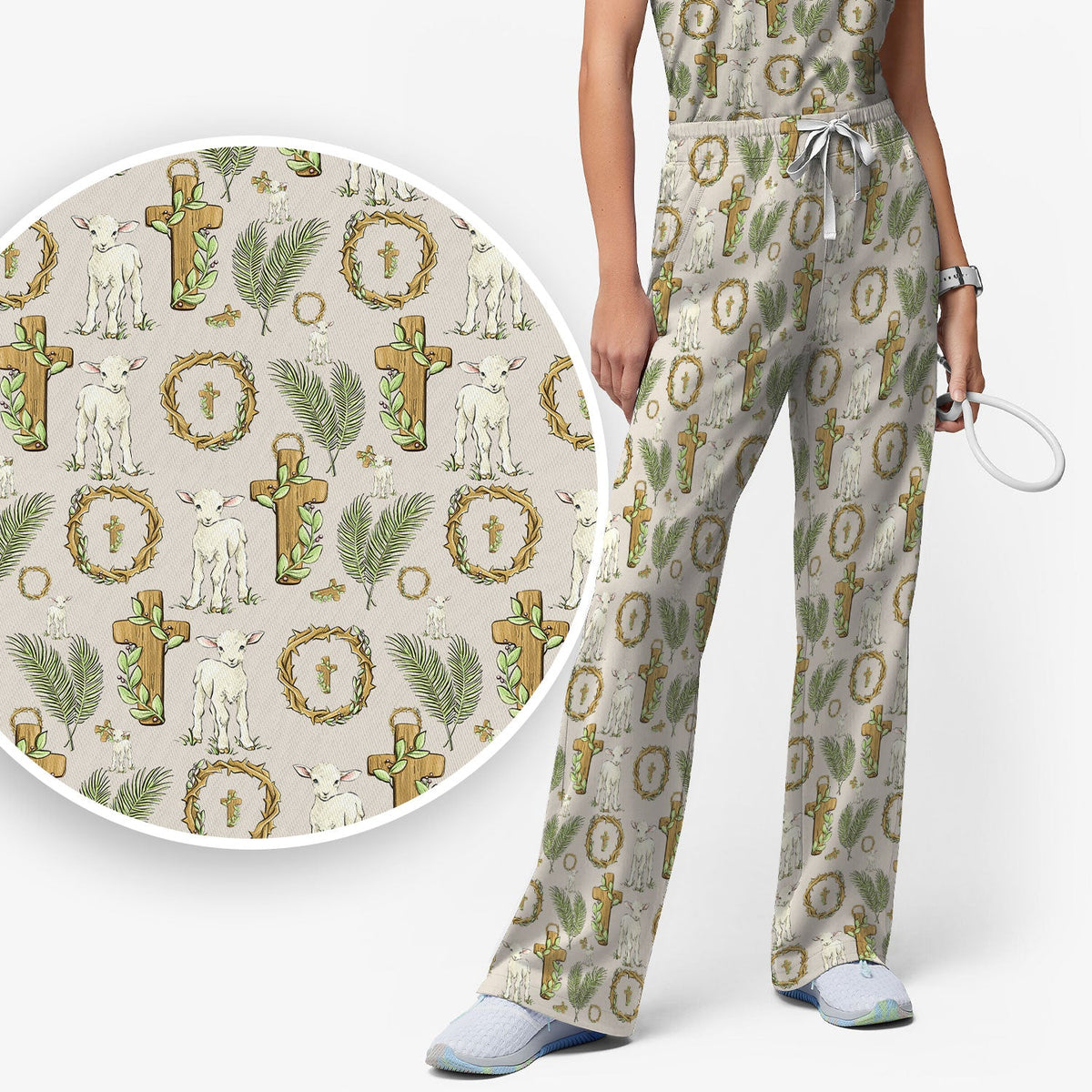 Faith Lamb Cross Nurse Scrub Set