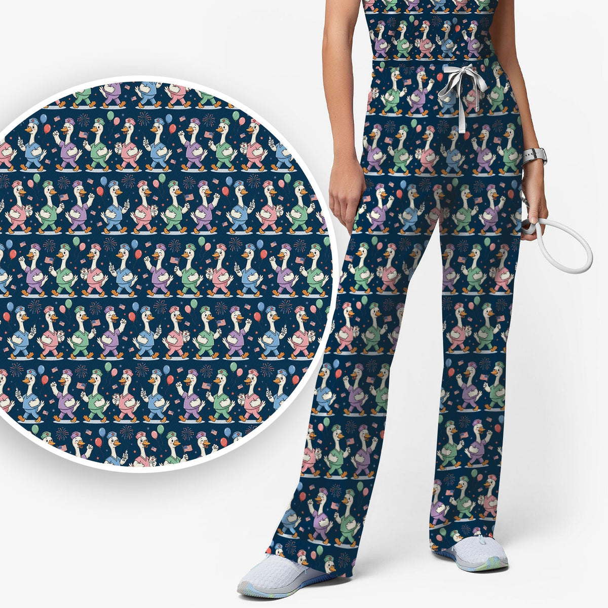 Ducks Balloons Nurse Scrub Set