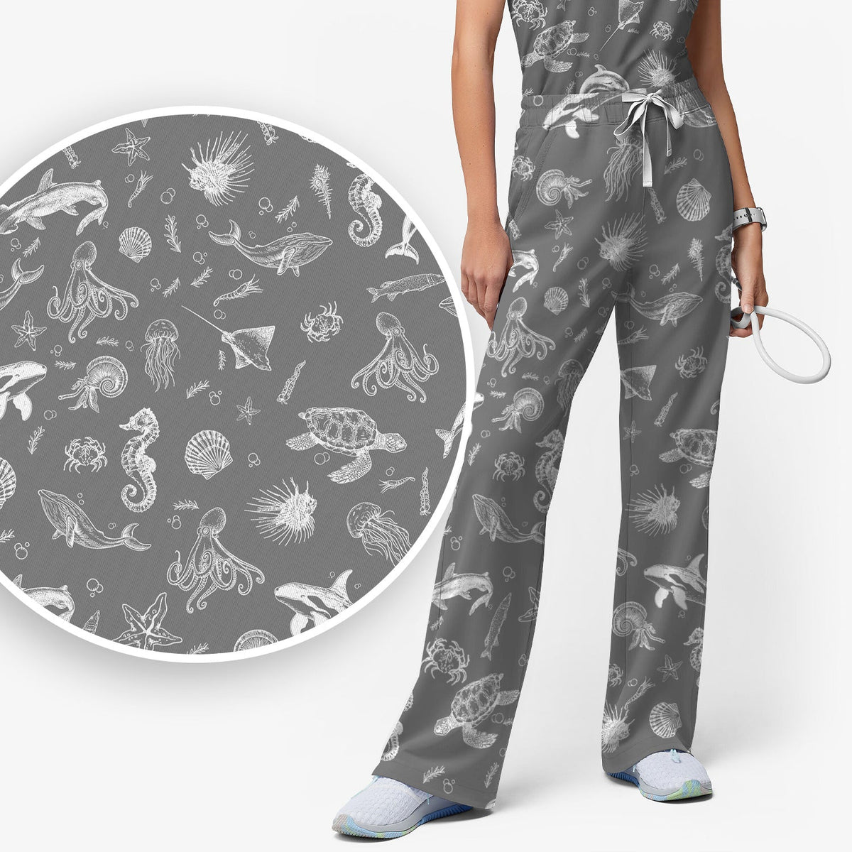 Marine Sea Life Nurse Scrub Set