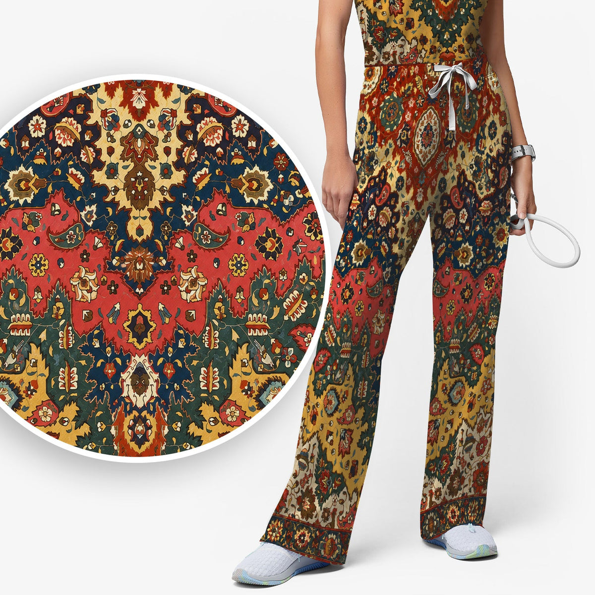 Vintage Persian Rug Floral Nurse Scrub Set