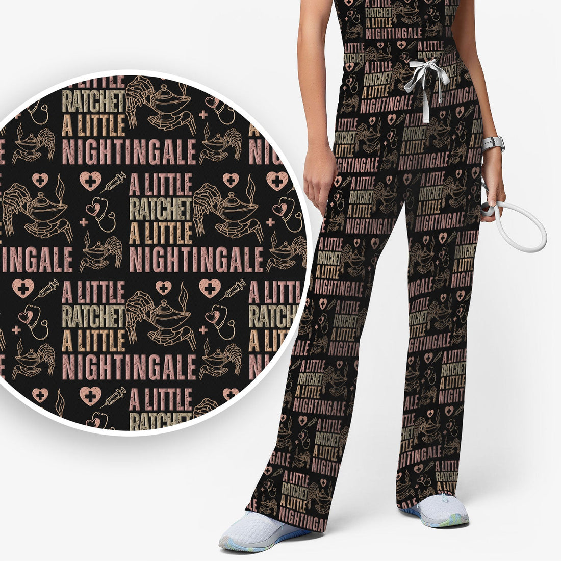 A Little Ratchet A Little Nightingale Women's Scrub Set, Breathable Med Uniform